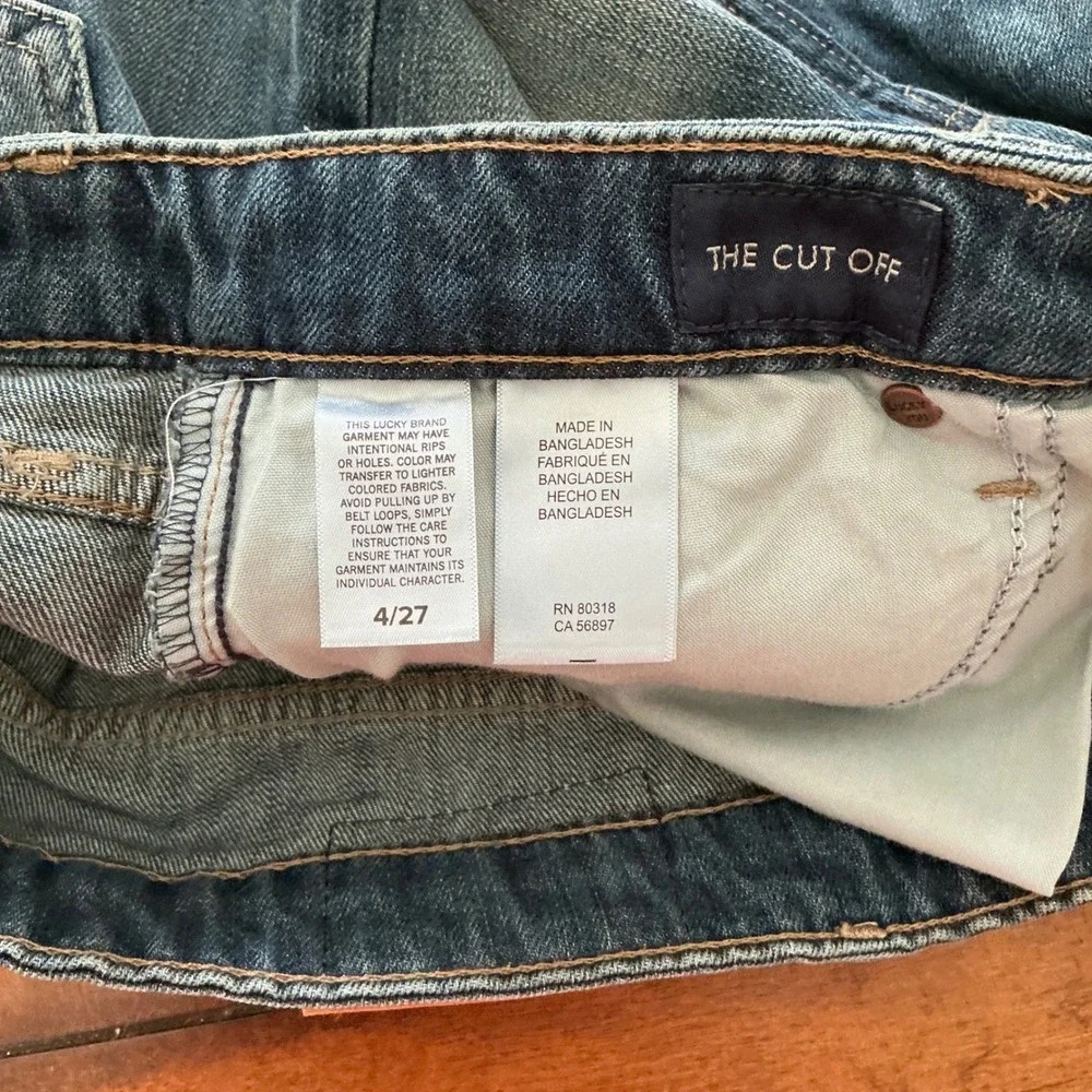 Lucky Brand The Cut Off Denim Shorts Blue Button Fly Raw Hem Womens Size‎ 4 27